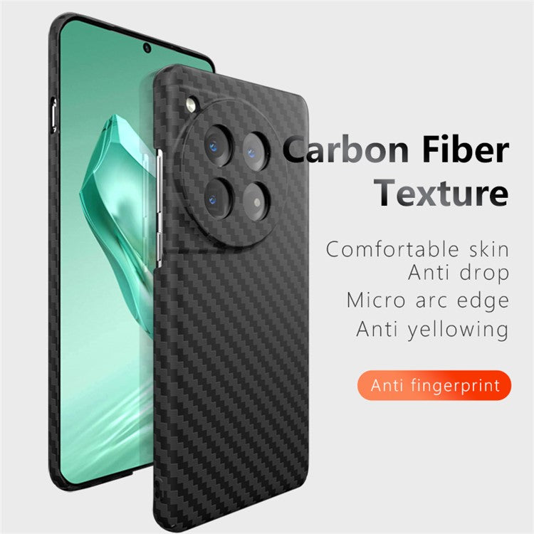 For OnePlus 12 5G Case Carbon Fiber Texture Hard PC Anti-fingerprint Phone Protective Cover - Black+White