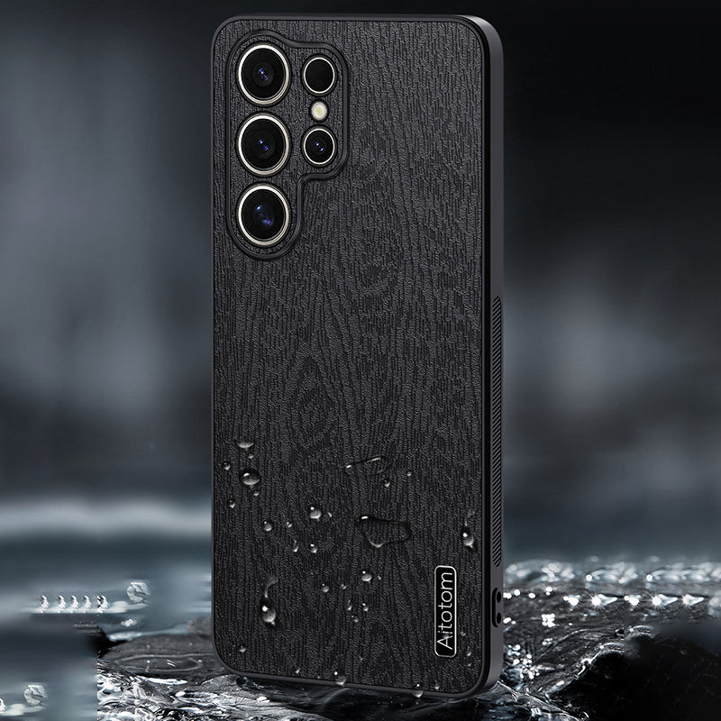 For Samsung Galaxy S24 Ultra Cell Phone Case Wood Grain Anti-drop Back Cover - Green