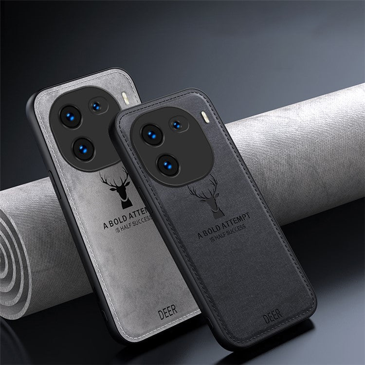 For vivo iQOO 12 Pro 5G Soft Texture Case Anti-Scratch Deer Pattern Phone Cover - Black