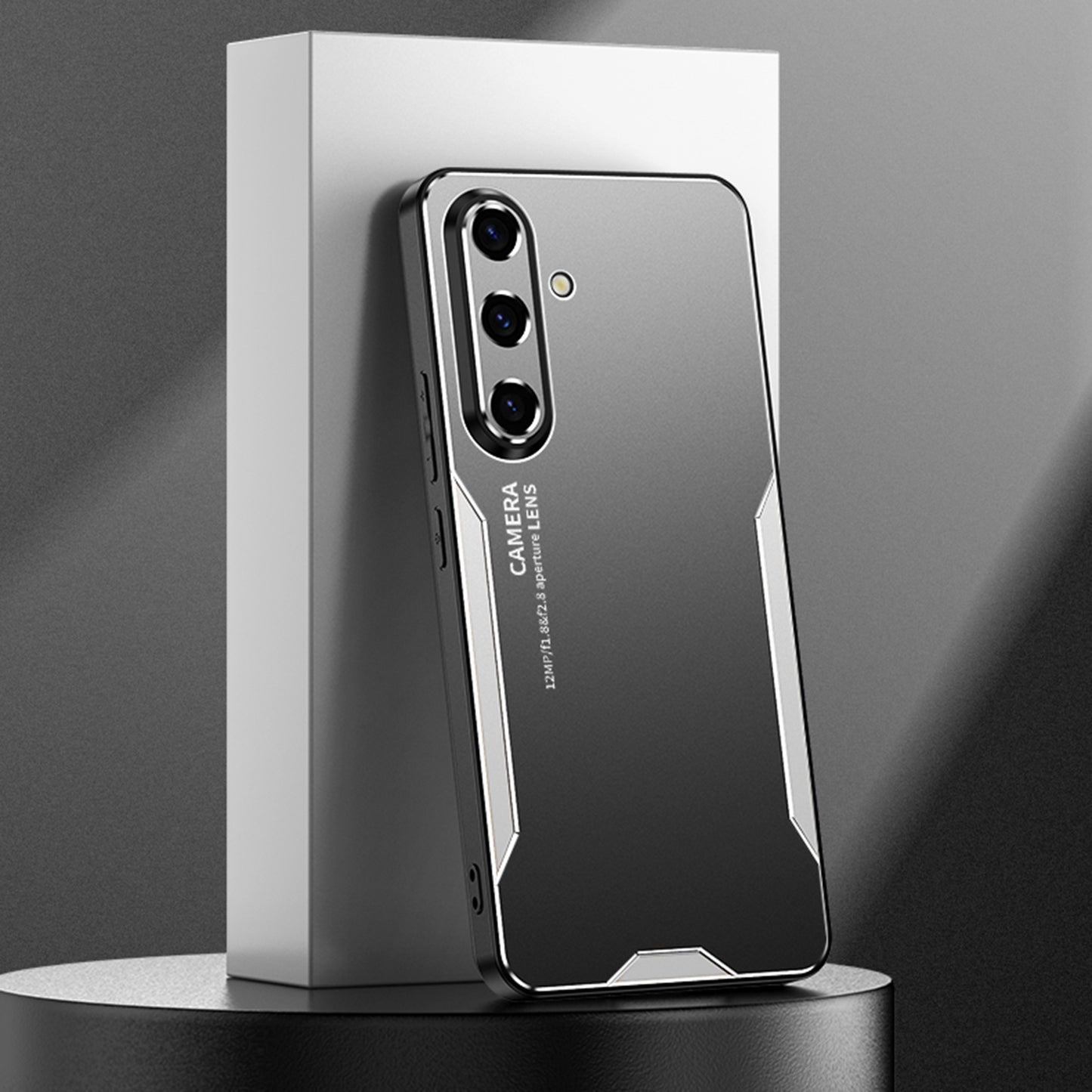 For Samsung Galaxy S24 Case Slim-Fit Aluminium Alloy+TPU+PC Phone Shell with Lens Cover - Silver