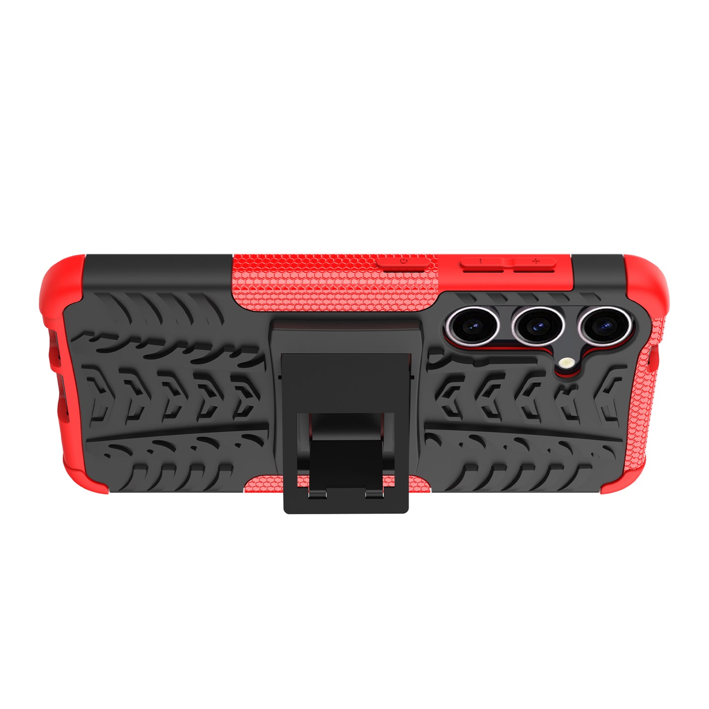 For Samsung Galaxy S24 Tyre Pattern Phone Case Kickstand PC+TPU Shockproof Phone Cover - Red