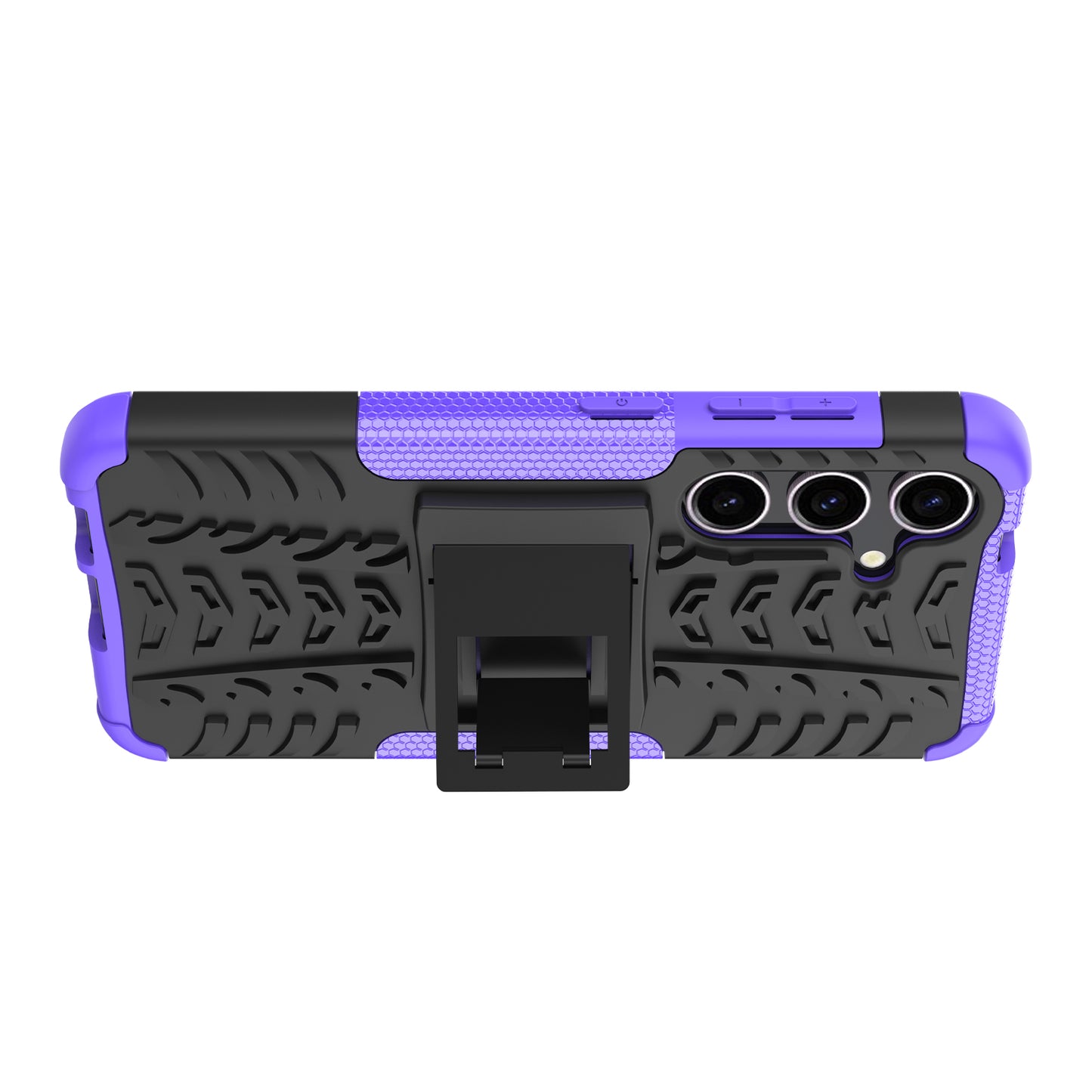 For Samsung Galaxy S24 Tyre Pattern Phone Case Kickstand PC+TPU Shockproof Phone Cover - Purple