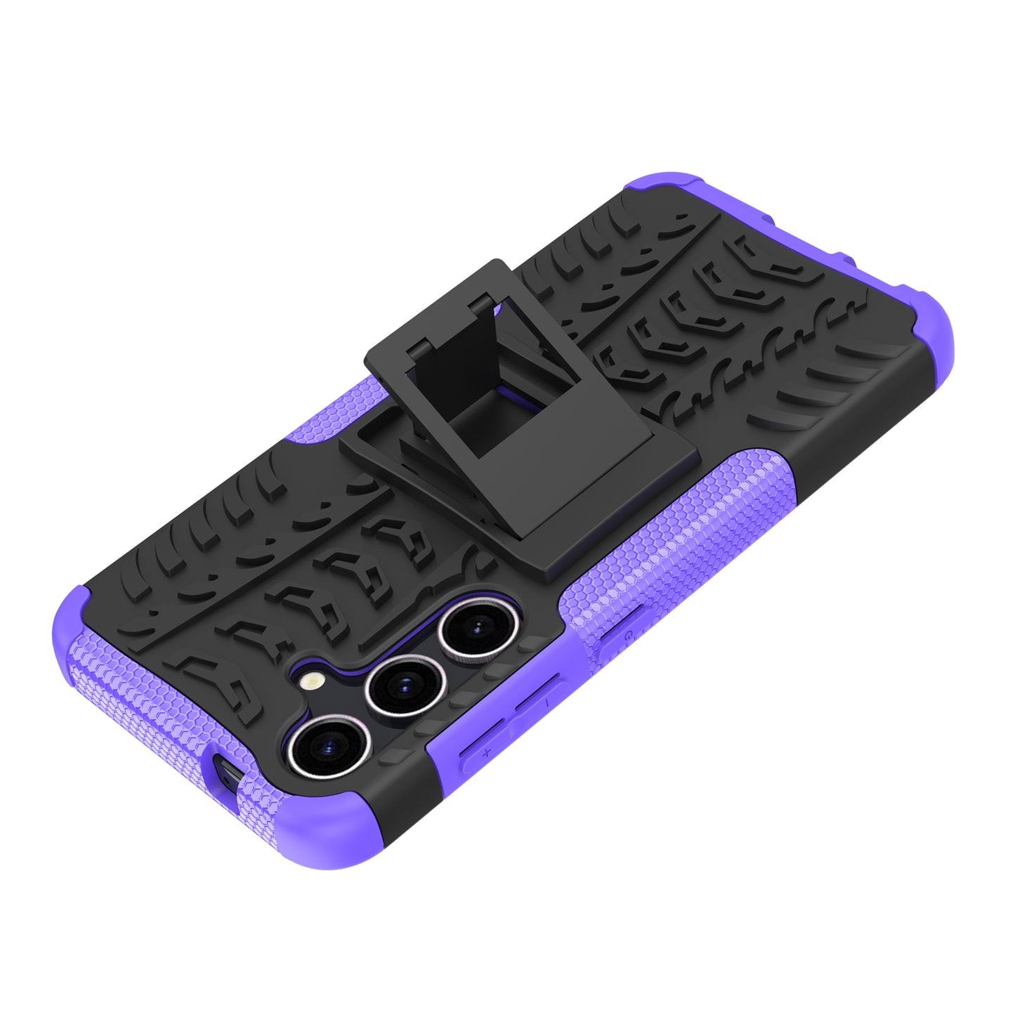 For Samsung Galaxy S24 Tyre Pattern Phone Case Kickstand PC+TPU Shockproof Phone Cover - Purple