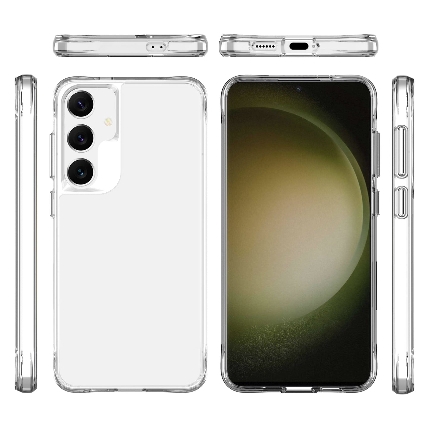 For Samsung Galaxy S24 Clear Case Shockproof Hard PC + Soft TPU Phone Cover