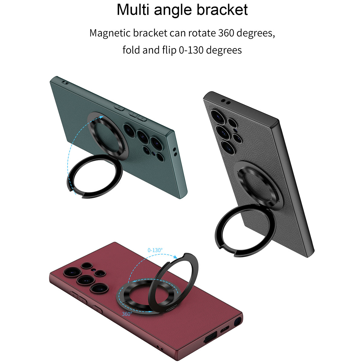 GKK For Samsung Galaxy S24 Ultra Magnetic Phone Case with Rotary Ring Kickstand - Green