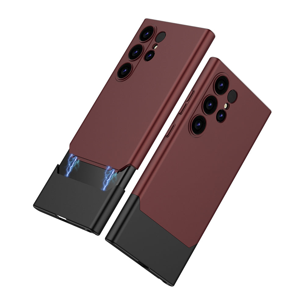 GKK For Samsung Galaxy S24 Ultra Phone Case Contrast Color Detachable Magnetic PC Cover - Red+Black