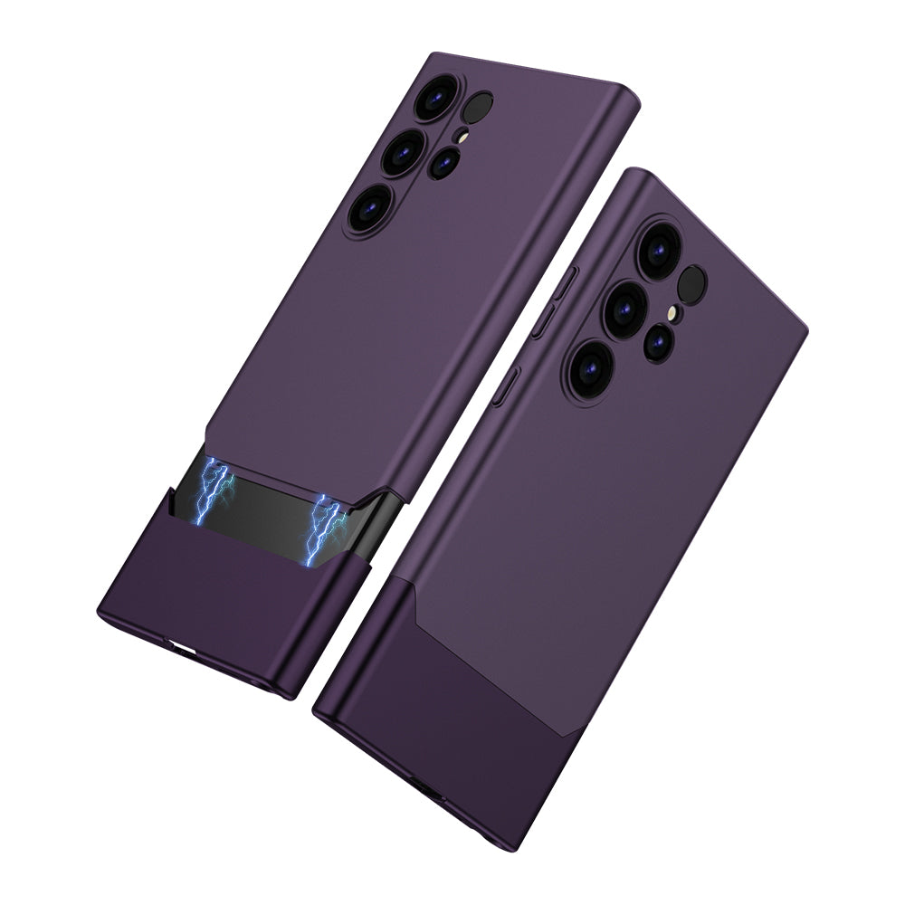 GKK For Samsung Galaxy S24 Ultra Phone Case Contrast Color Detachable Magnetic PC Cover - Purple