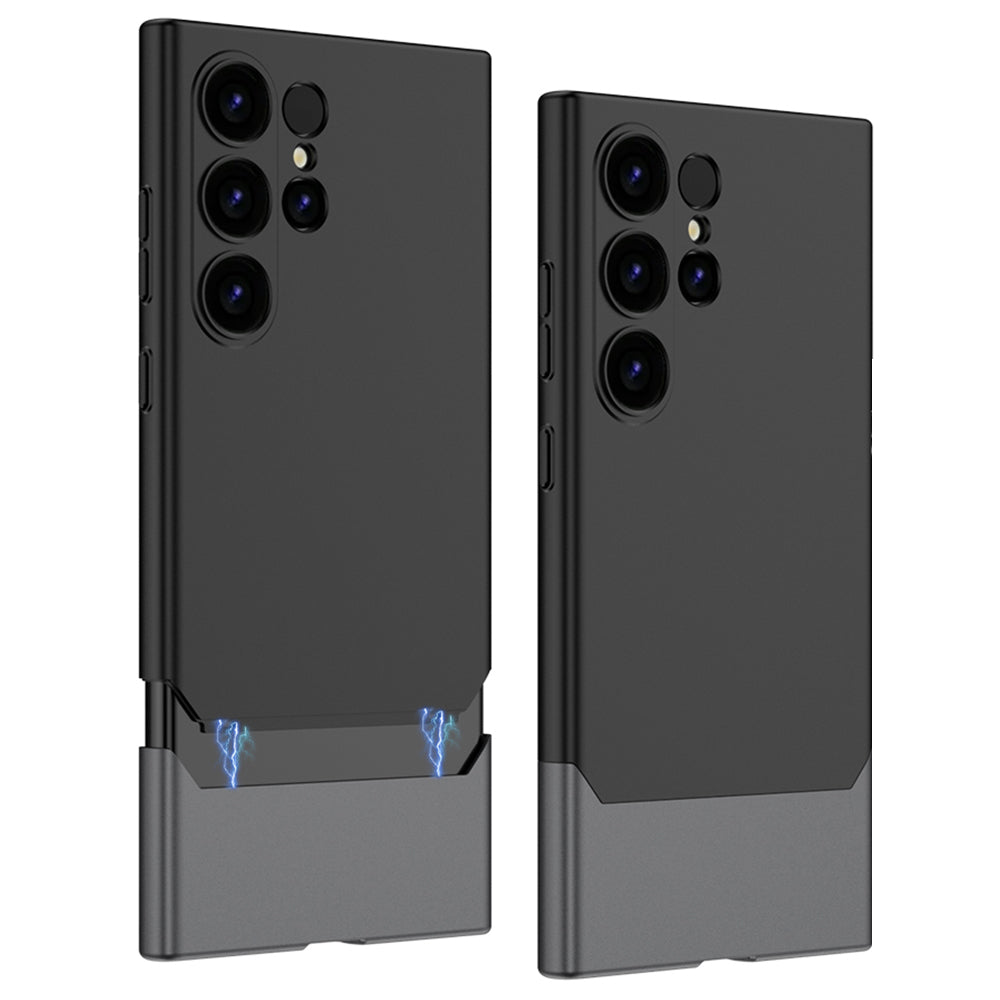 GKK For Samsung Galaxy S24 Ultra Phone Case Contrast Color Detachable Magnetic PC Cover - Black+Grey