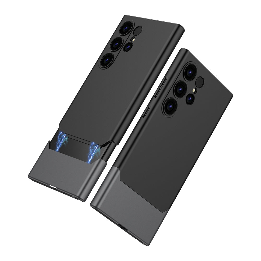 GKK For Samsung Galaxy S24 Ultra Phone Case Contrast Color Detachable Magnetic PC Cover - Black+Grey