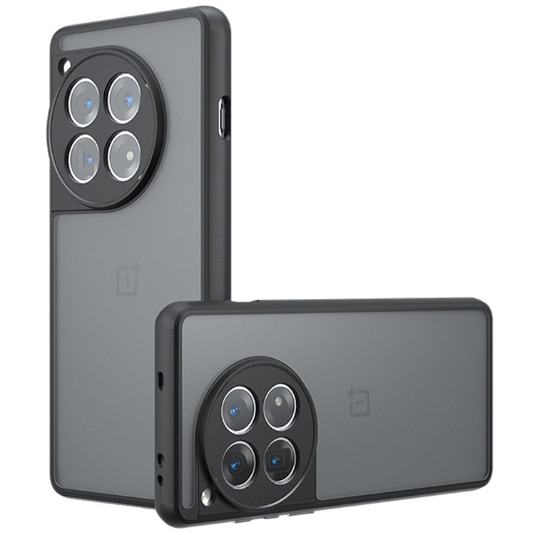 For OnePlus 12 5G Matte Phone Case Skin-touch TPU+PC 2-in-1 Cover - Transparent Black