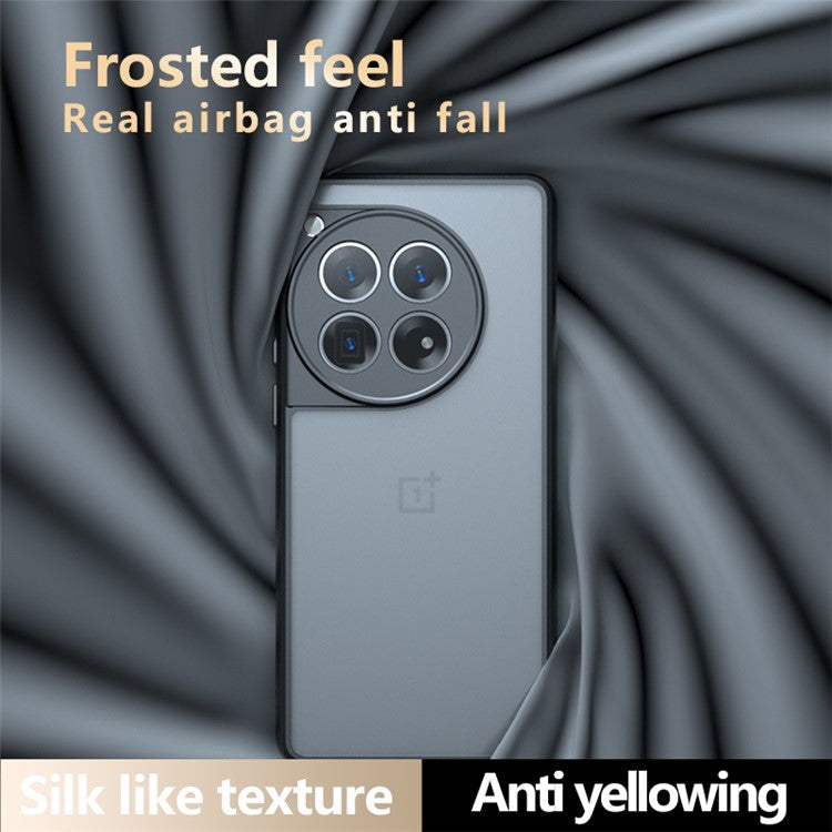 For OnePlus 12 5G Matte Phone Case Skin-touch TPU+PC 2-in-1 Cover - Transparent Black