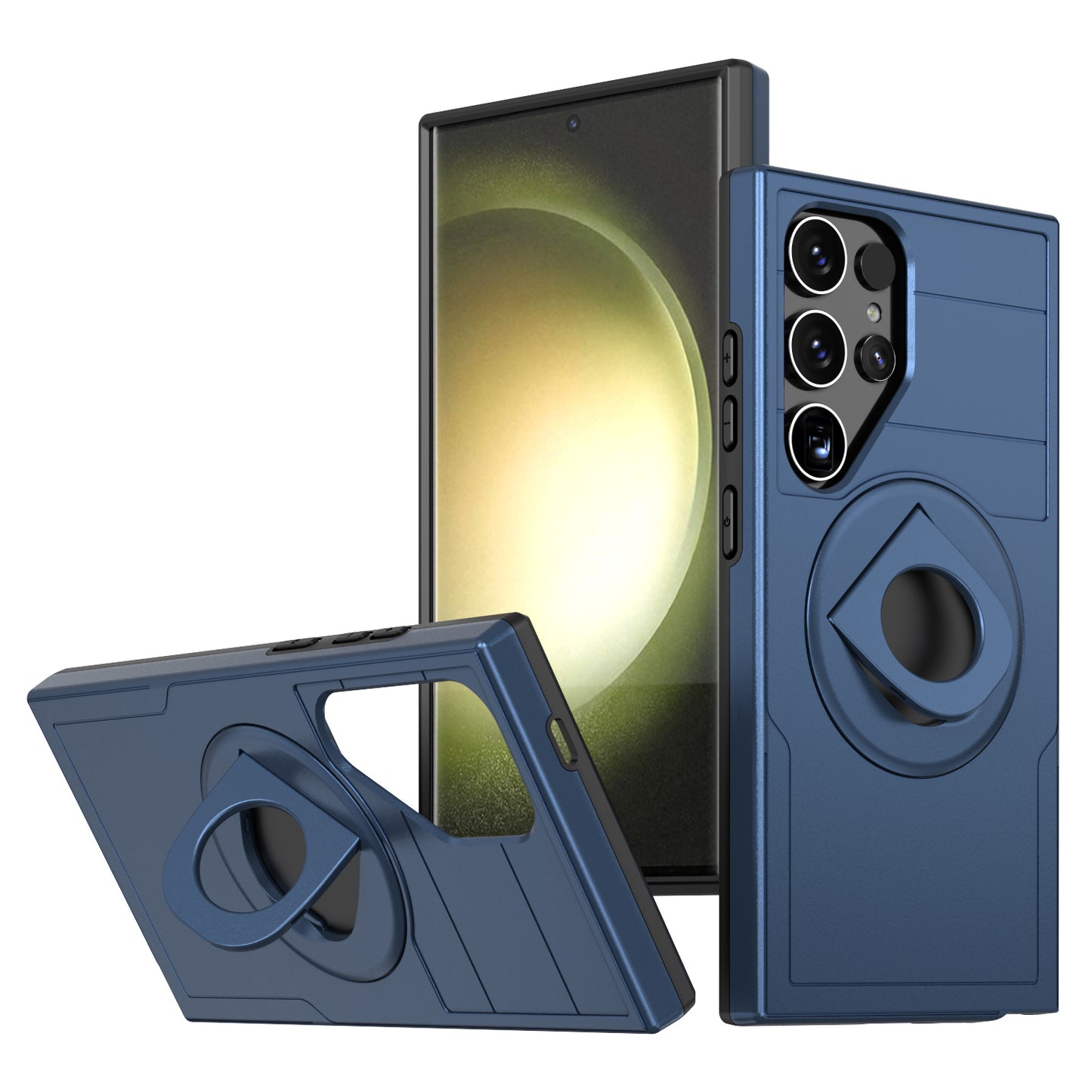 For Samsung Galaxy S24 Ultra Cell Phone Case PC+TPU Slide Lens Window Cover Compatible with MagSafe - Sapphire