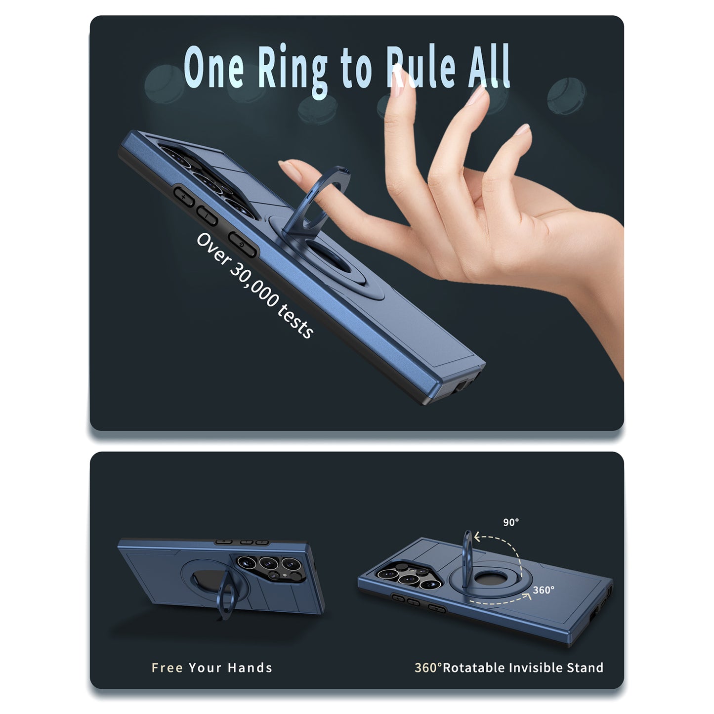 For Samsung Galaxy S24 Ultra Cell Phone Case PC+TPU Slide Lens Window Cover Compatible with MagSafe - Sapphire