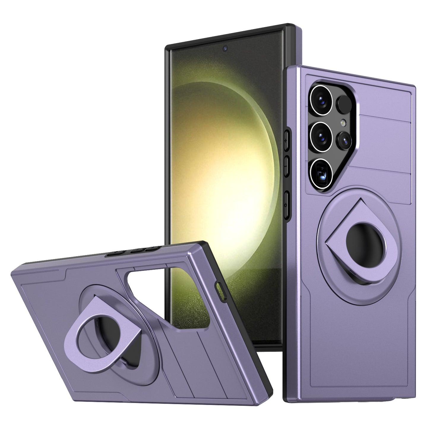For Samsung Galaxy S24 Ultra Cell Phone Case PC+TPU Slide Lens Window Cover Compatible with MagSafe - Purple