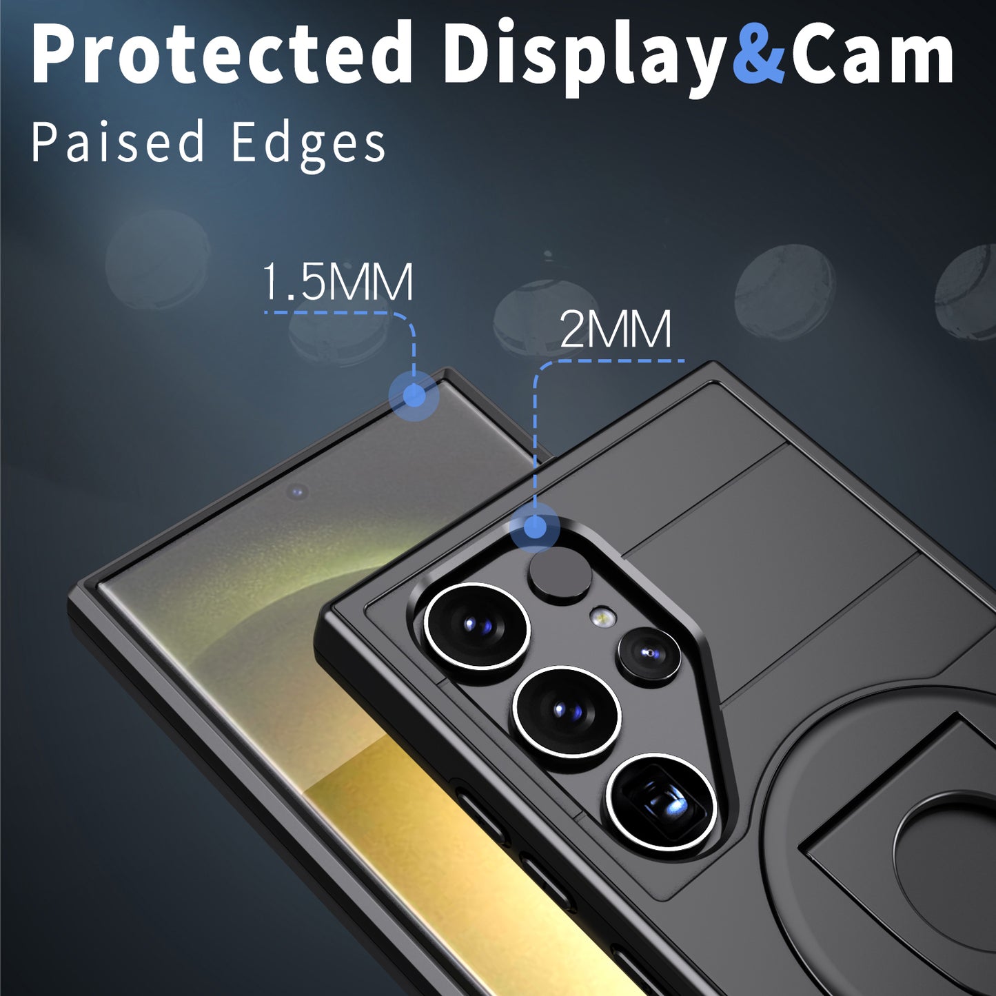 For Samsung Galaxy S24 Ultra Cell Phone Case PC+TPU Slide Lens Window Cover Compatible with MagSafe - Black