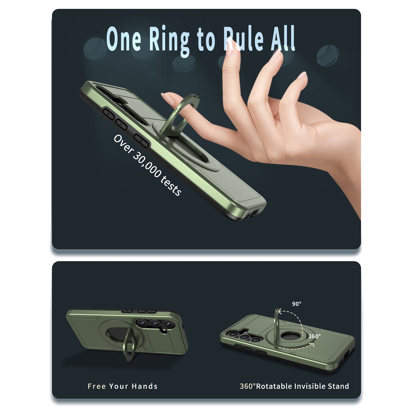For Samsung Galaxy S24 Case Magnetic Slide Lens Protection PC+TPU Cell Phone Cover - Green