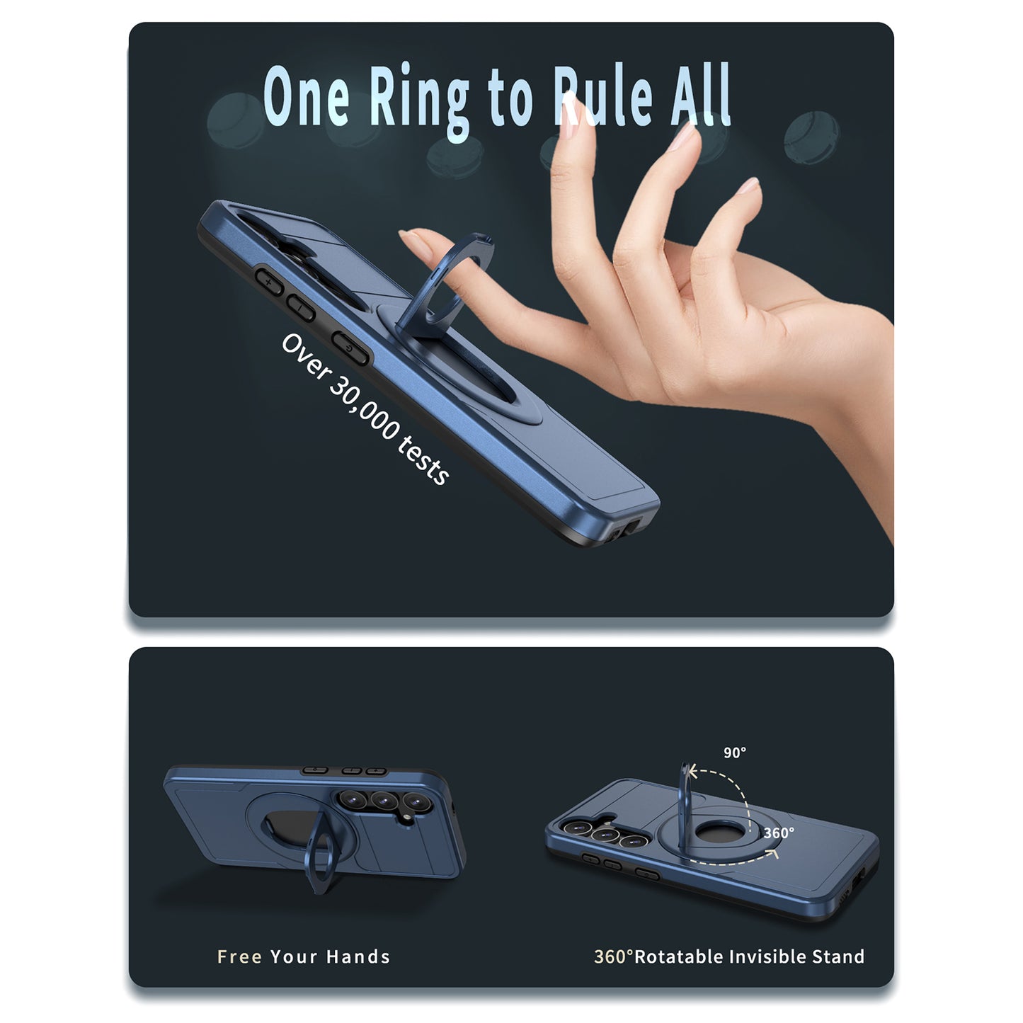 For Samsung Galaxy S24 Case Magnetic Slide Lens Protection PC+TPU Cell Phone Cover - Sapphire