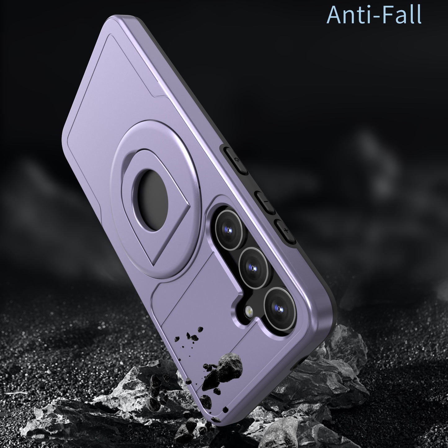 For Samsung Galaxy S24 Case Magnetic Slide Lens Protection PC+TPU Cell Phone Cover - Purple