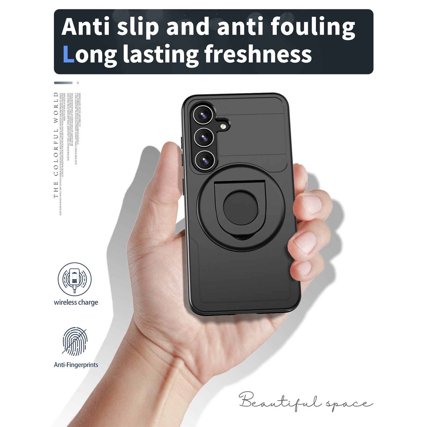 For Samsung Galaxy S24+ Case PC+TPU Slide Camera Protection Phone Cover Compatible with MagSafe - Black