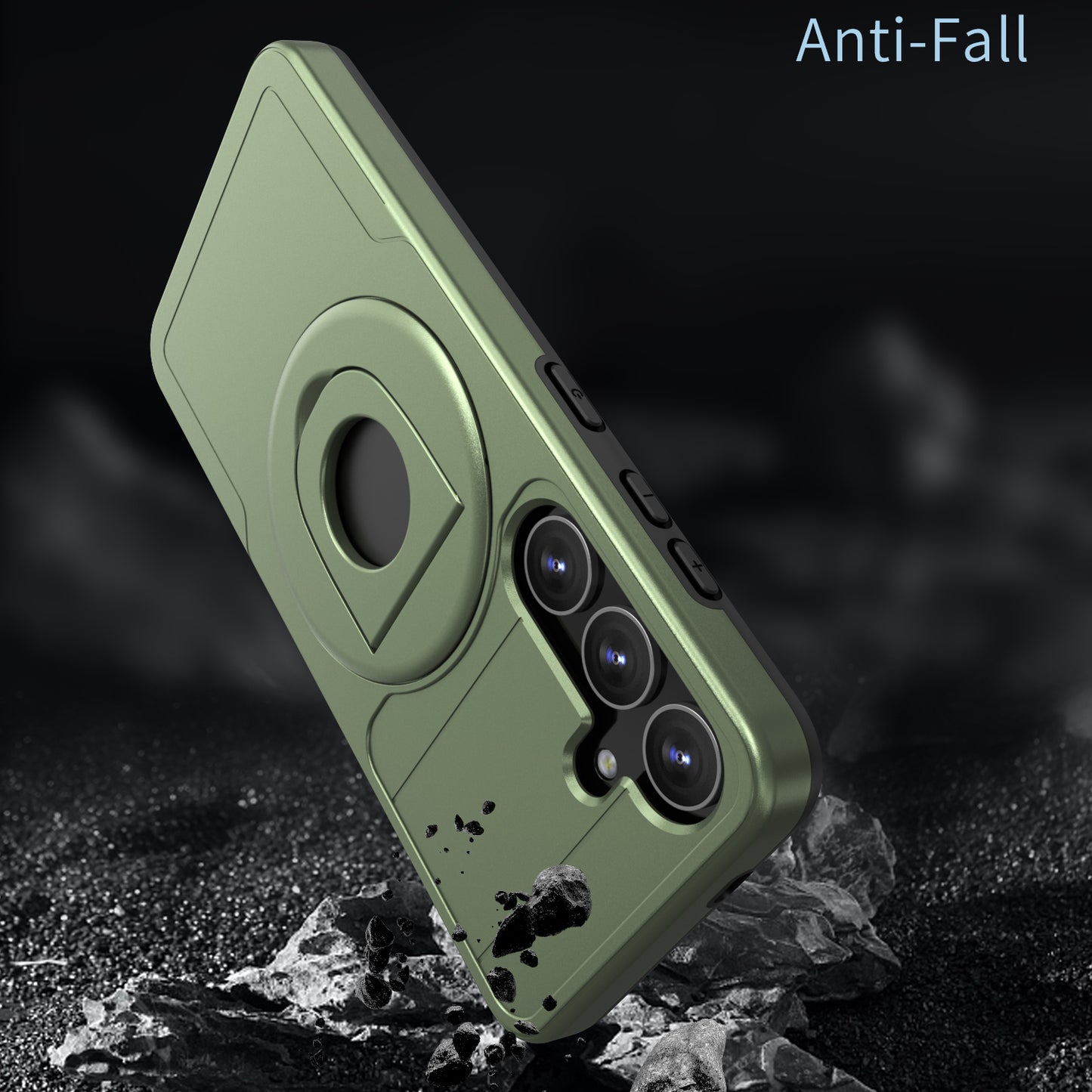 For Samsung Galaxy S24+ Case PC+TPU Slide Camera Protection Phone Cover Compatible with MagSafe - Green