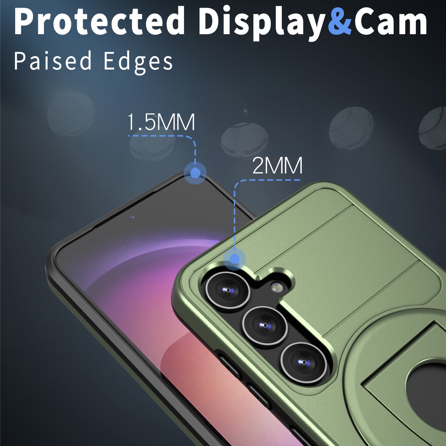 For Samsung Galaxy S24+ Case PC+TPU Slide Camera Protection Phone Cover Compatible with MagSafe - Green