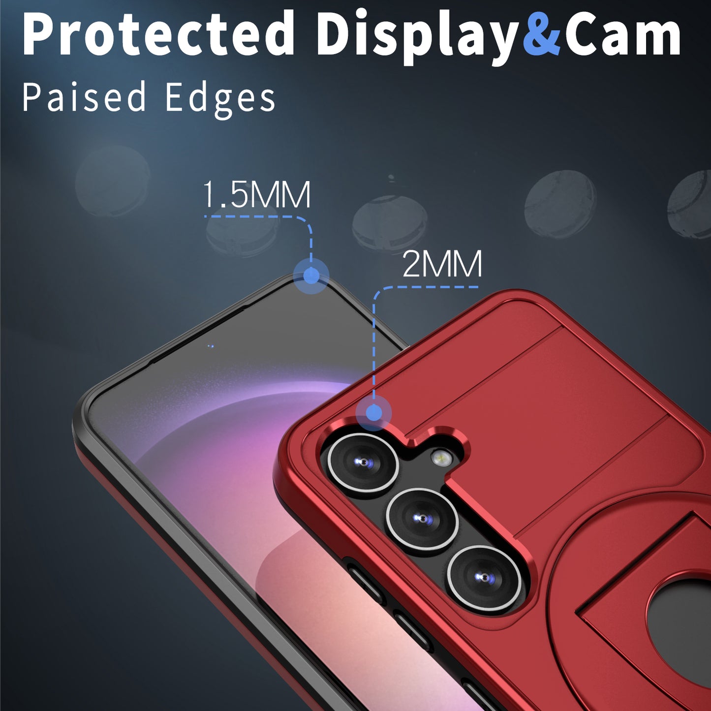 For Samsung Galaxy S24+ Case PC+TPU Slide Camera Protection Phone Cover Compatible with MagSafe - Red