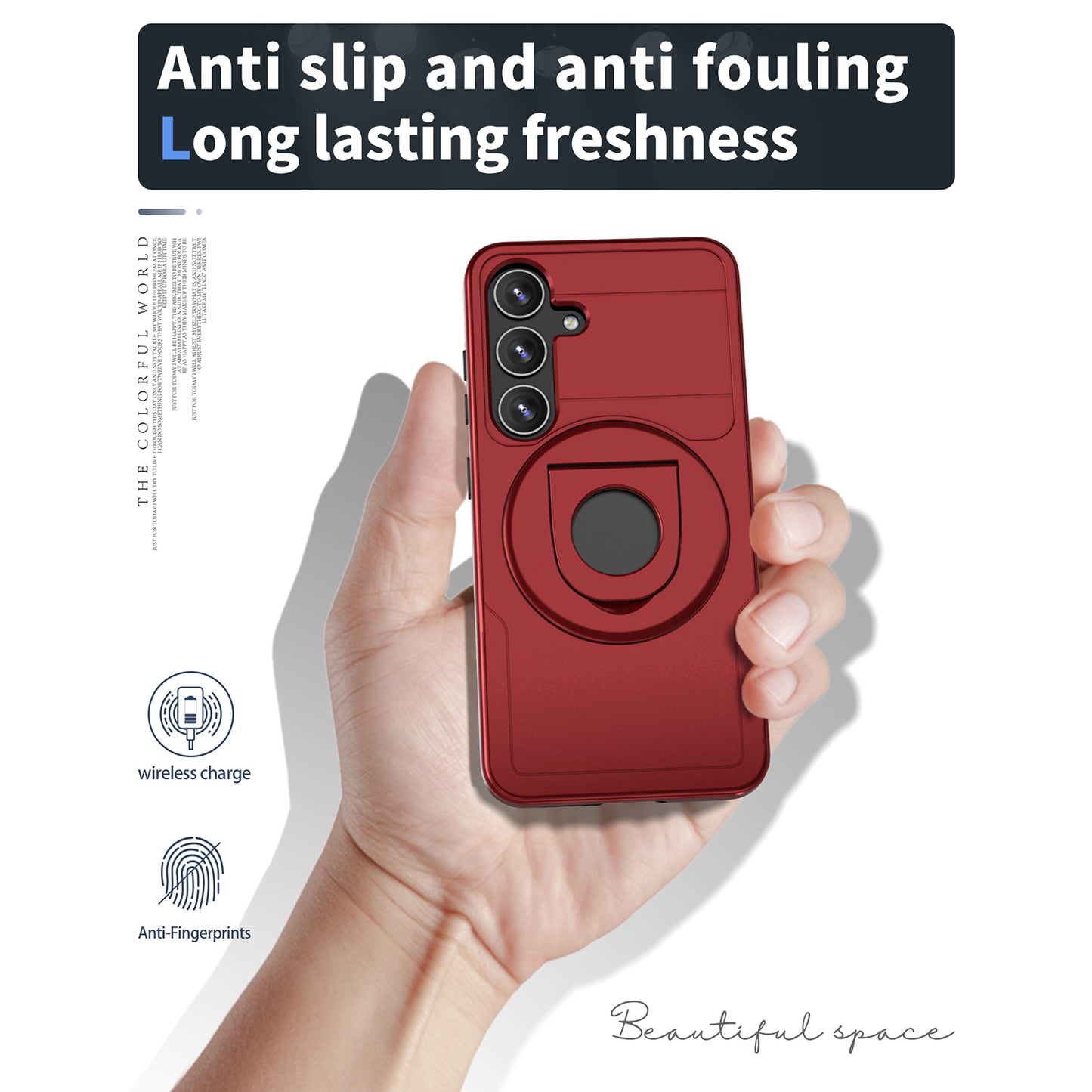 For Samsung Galaxy S24+ Case PC+TPU Slide Camera Protection Phone Cover Compatible with MagSafe - Red
