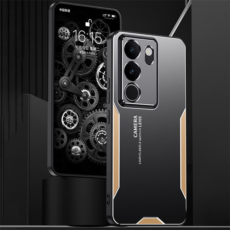 Matte Cover for vivo S17 5G Phone Case Aluminium Alloy+PC+TPU - Gold