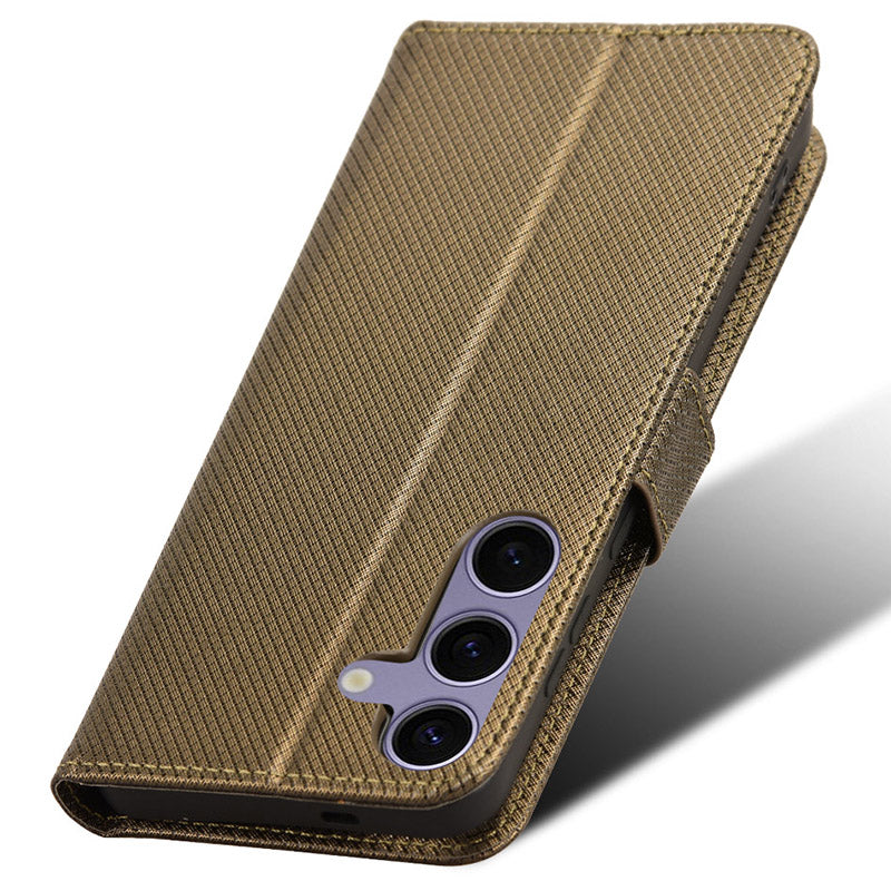 For Samsung Galaxy S24+ Walelt Leather Case Phone Stand Diamond Texture - Brown