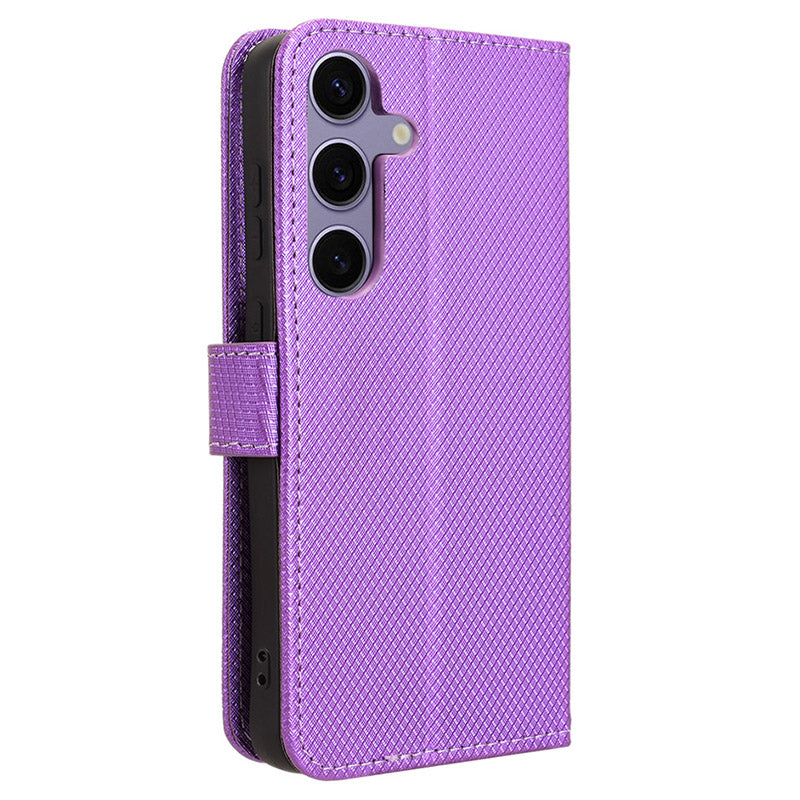 For Samsung Galaxy S24+ Walelt Leather Case Phone Stand Diamond Texture - Purple