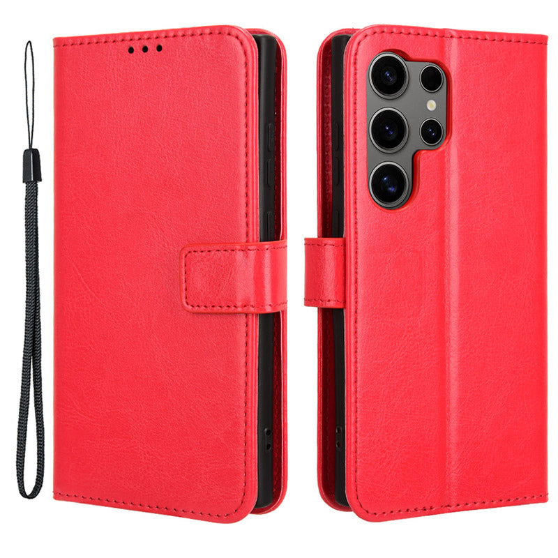 For Samsung Galaxy S24 Ultra Phone Leather Case Protective Cover with Wallet Stand - Gold