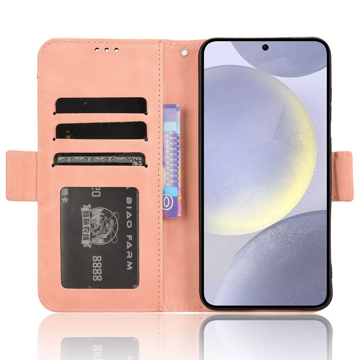 For Samsung Galaxy S24+ Multiple Card Slots Leather Case with Wallet Stand - Pink