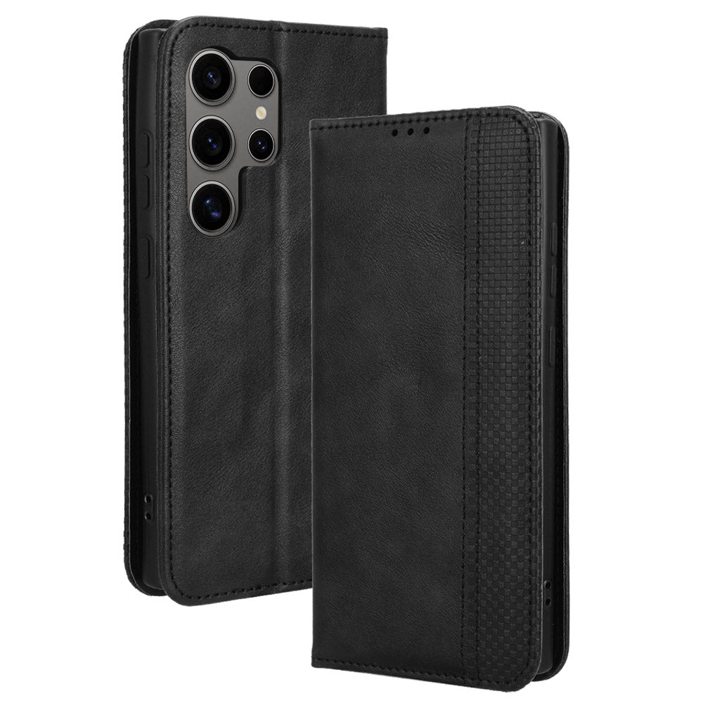 For Samsung Galaxy S24 Ultra PU Leather Case Flip Phone Wallet Cover - Black