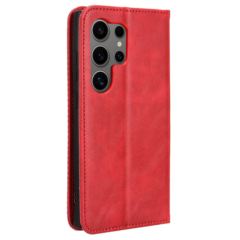 For Samsung Galaxy S24 Ultra PU Leather Case Flip Phone Wallet Cover - Red