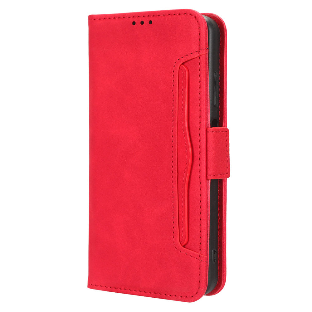 For Samsung Galaxy S24 Leather Phone Case Stand Multiple Card Slots - Red