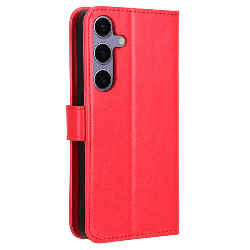 For Samsung Galaxy S24+ Crazy Horse Pattern Leather Case Wallet Stand Phone Cover - Red