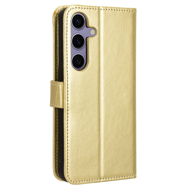For Samsung Galaxy S24+ Crazy Horse Pattern Leather Case Wallet Stand Phone Cover - Gold