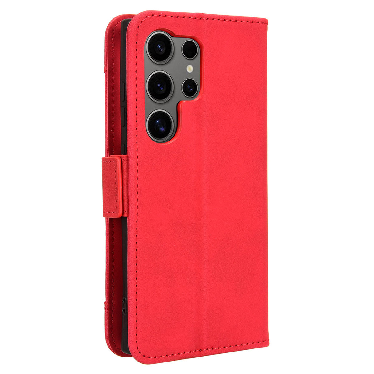 For Samsung Galaxy S24 Ultra Leather Case Multiple Card Slots Wallet Phone Cover - Red