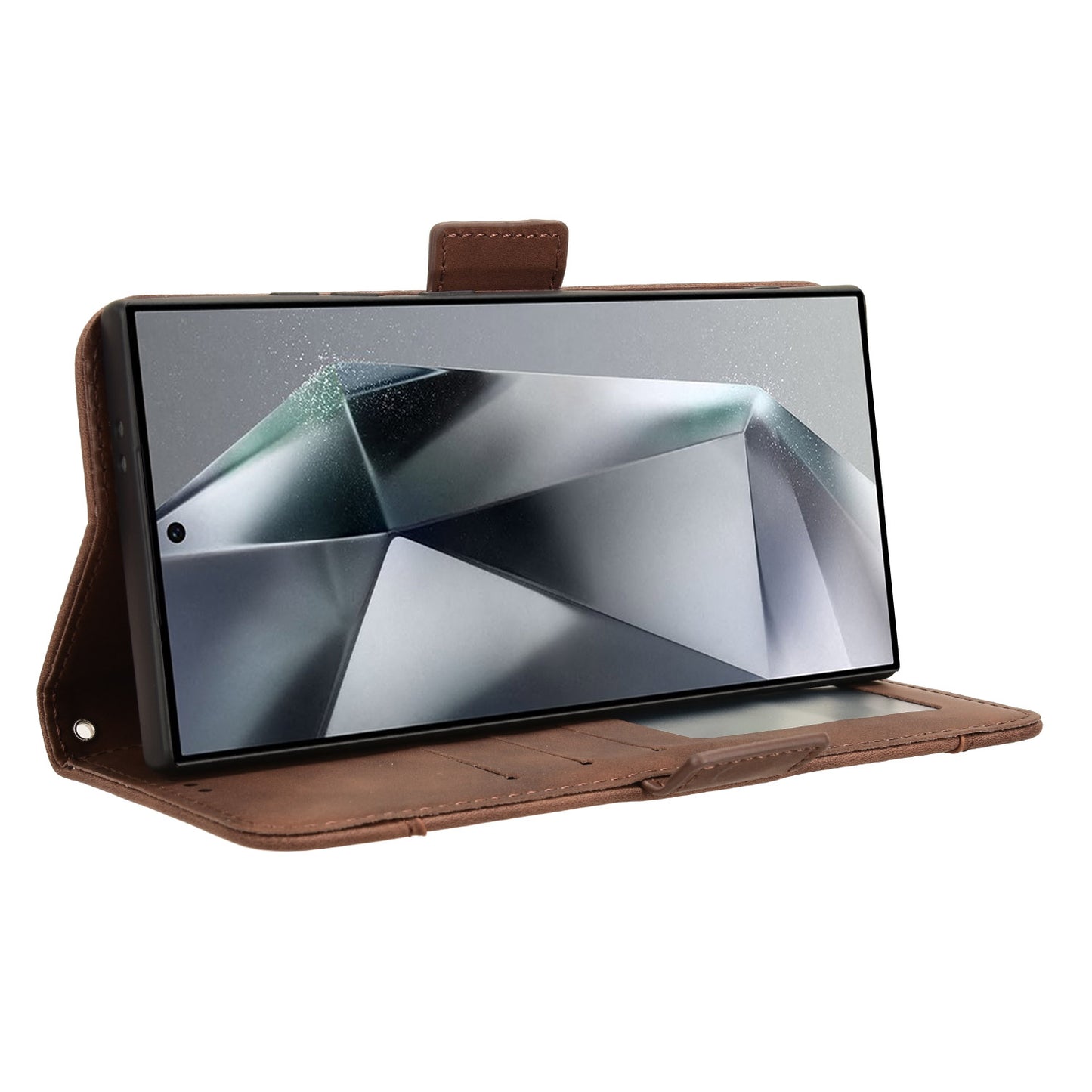 For Samsung Galaxy S24 Ultra Leather Case Multiple Card Slots Wallet Phone Cover - Brown