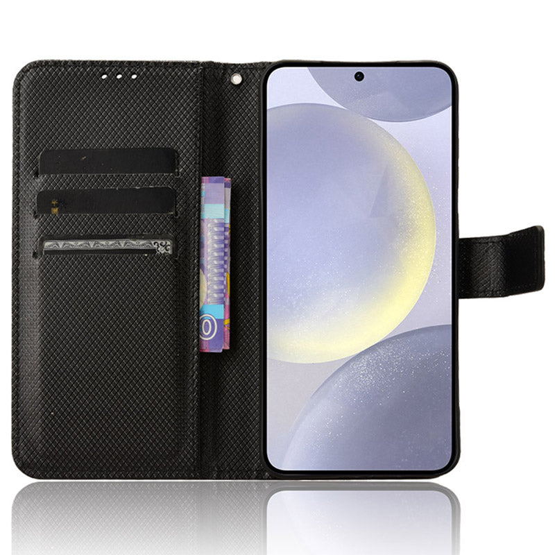 For Samsung Galaxy S24 Diamond Texture Leather Case Phone Wallet Stand - Black