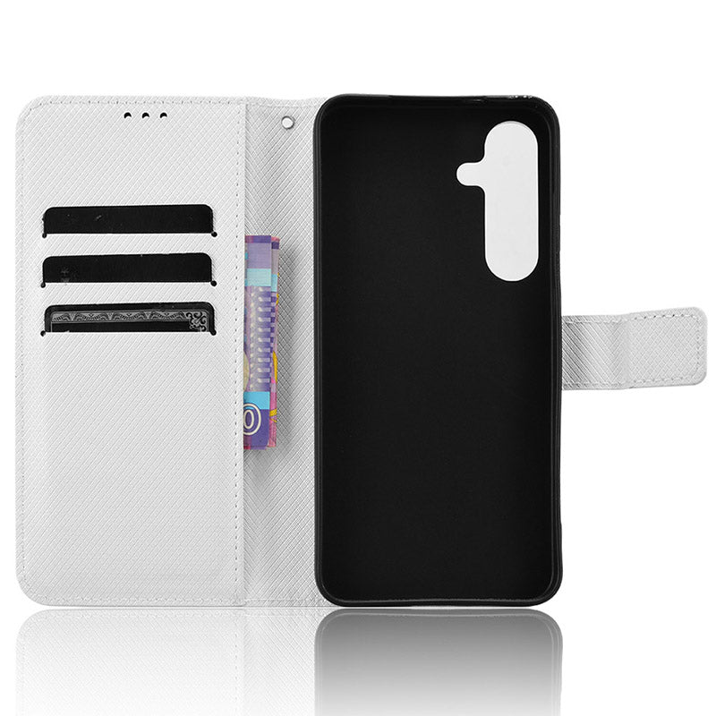 For Samsung Galaxy S24 Diamond Texture Leather Case Phone Wallet Stand - White