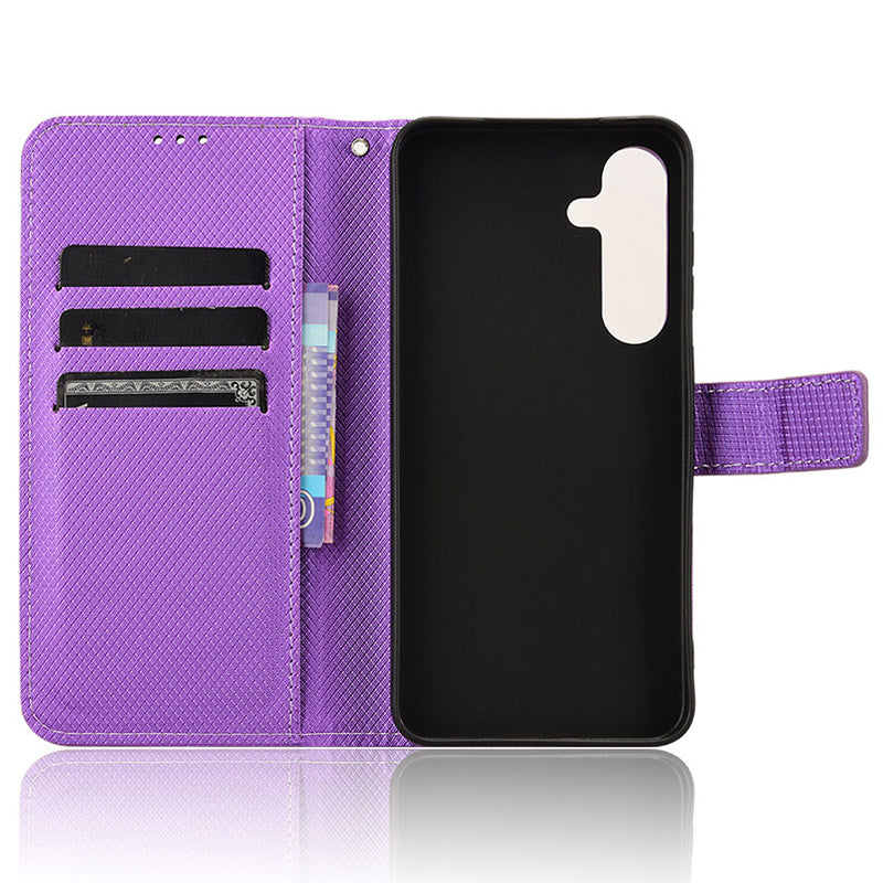For Samsung Galaxy S24 Diamond Texture Leather Case Phone Wallet Stand - Purple