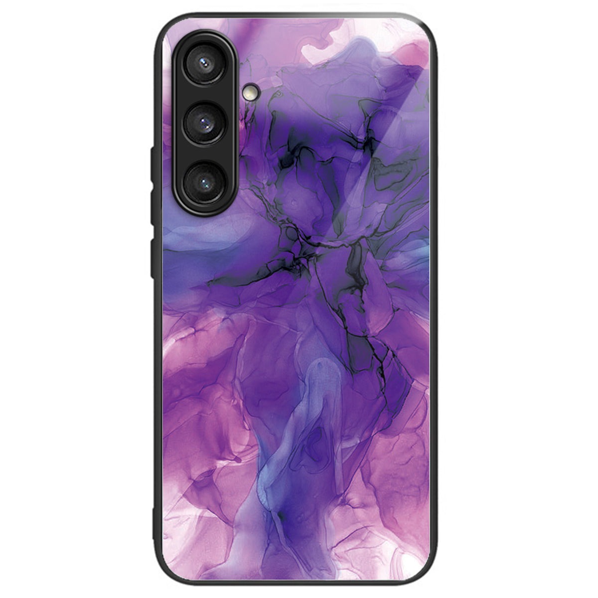 For Samsung Galaxy S24 Case Marble Pattern Tempered Glass+PC+TPU Phone Cover - Style A
