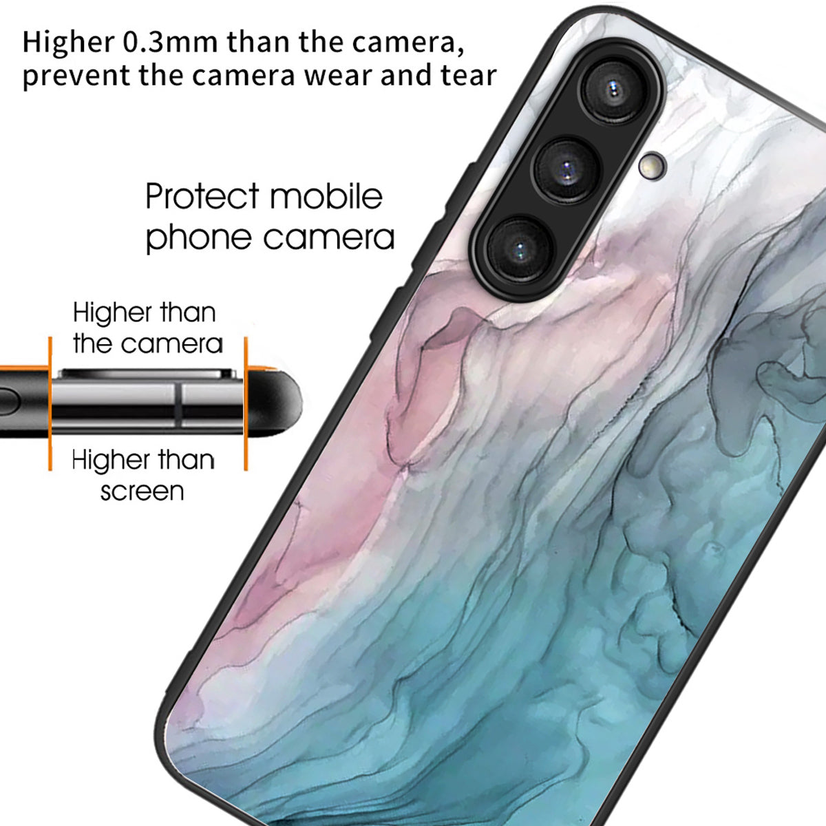 For Samsung Galaxy S24 Case Marble Pattern Tempered Glass+PC+TPU Phone Cover - Style C