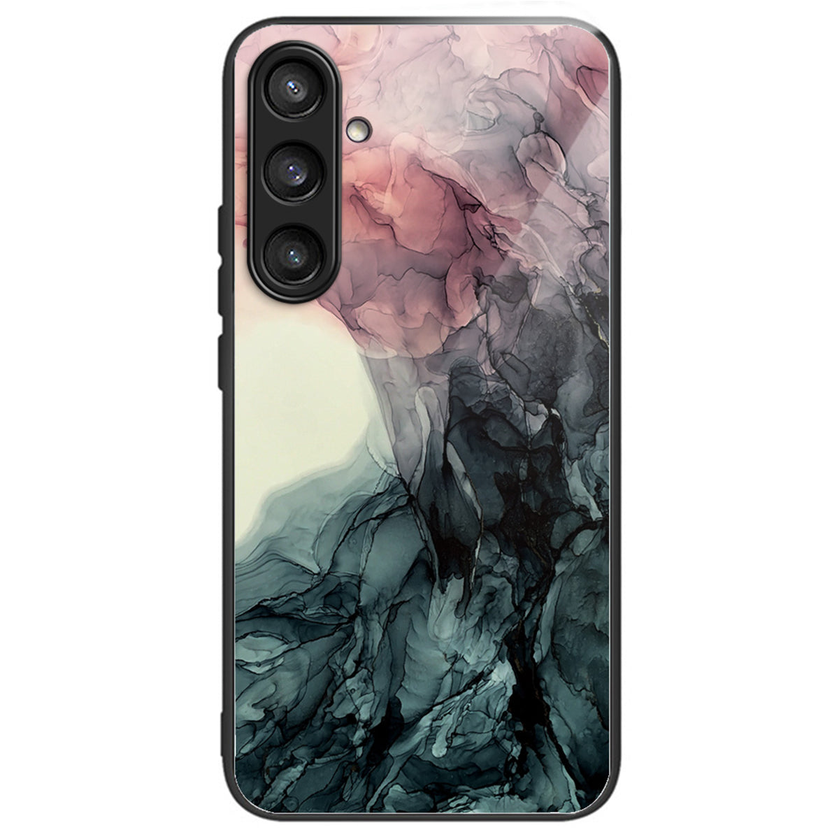 For Samsung Galaxy S24 Case Marble Pattern Tempered Glass+PC+TPU Phone Cover - Style E