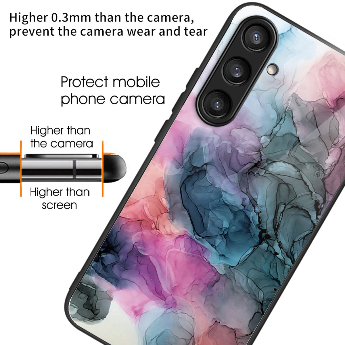 For Samsung Galaxy S24 Case Marble Pattern Tempered Glass+PC+TPU Phone Cover - Style I