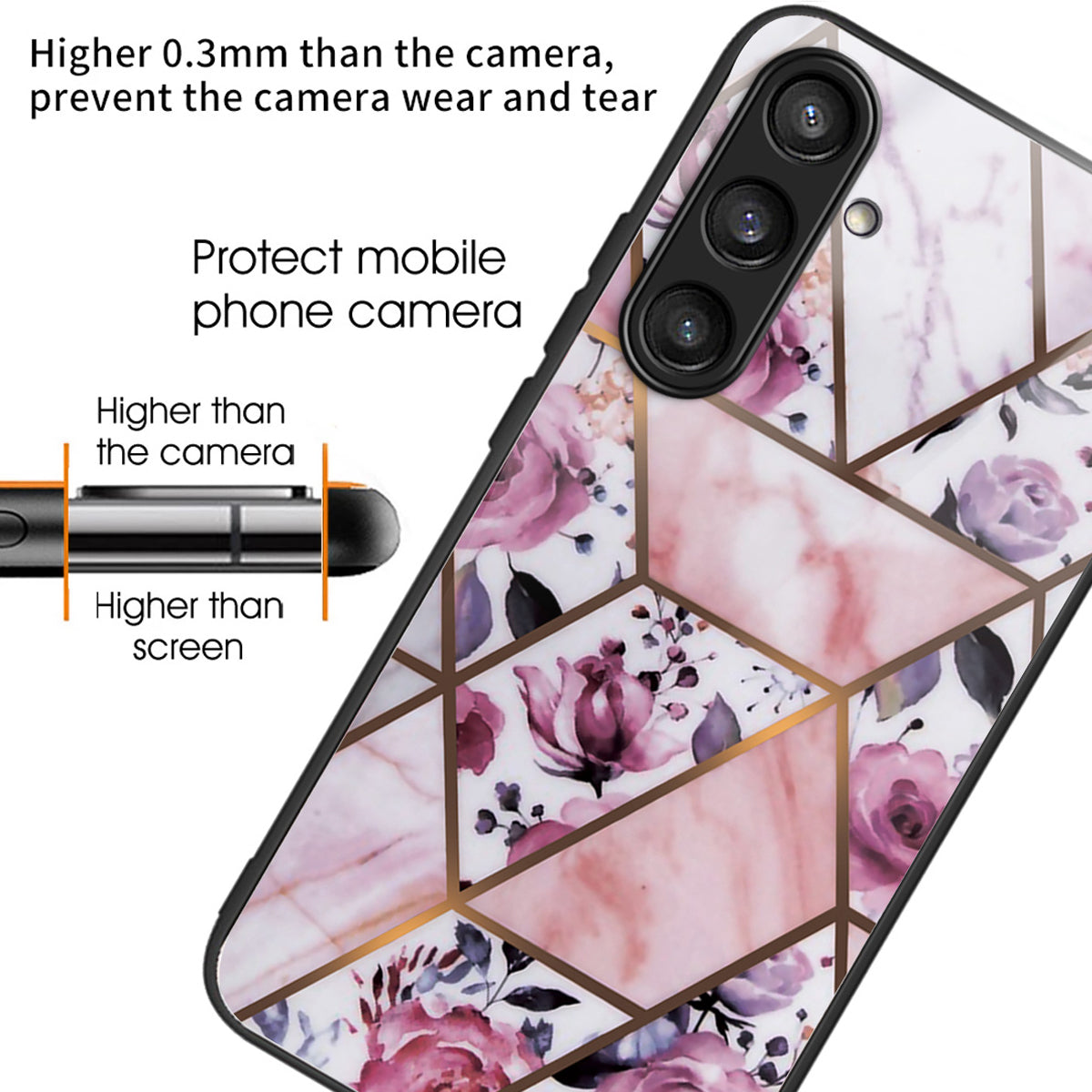 For Samsung Galaxy S24 Case Marble Pattern Tempered Glass+PC+TPU Phone Cover - Style N