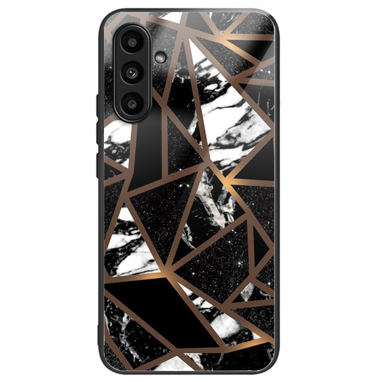 For Samsung Galaxy A14 4G / 5G Case Tempered Glass Phone Cover Marble Pattern Design - Style A
