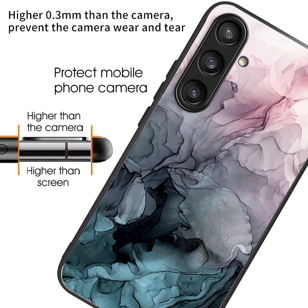 For Samsung Galaxy S24+ Marble Pattern Case Anti-Scratch Tempered Glass+PC+TPU Phone Cover - Style A
