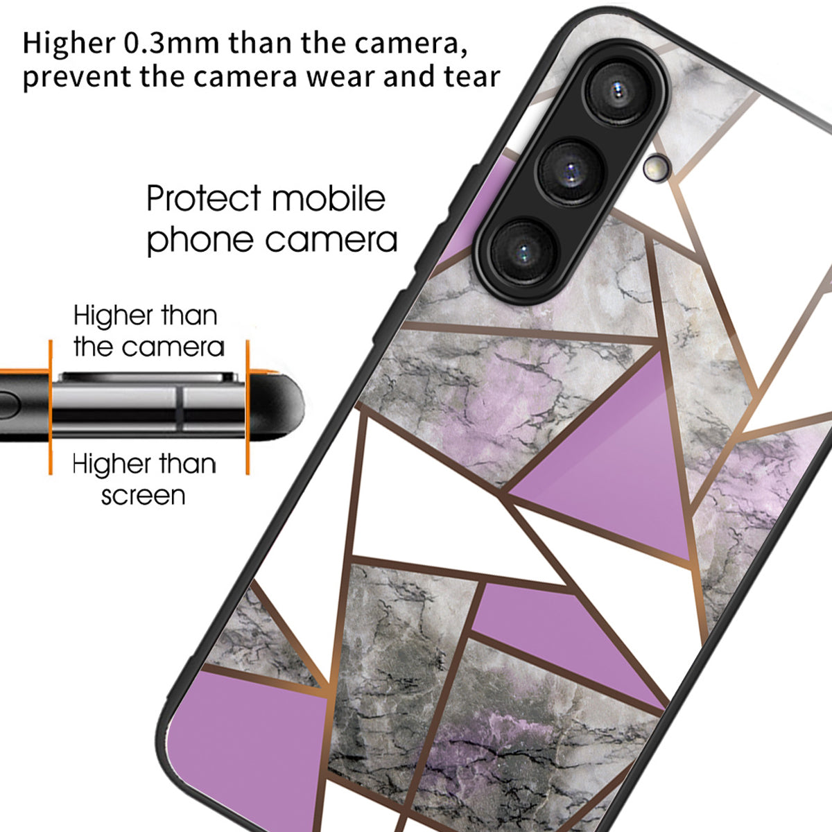 For Samsung Galaxy S24+ Marble Pattern Case Anti-Scratch Tempered Glass+PC+TPU Phone Cover - Style Q